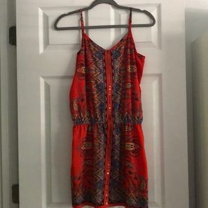 Orange Print Slip Dress